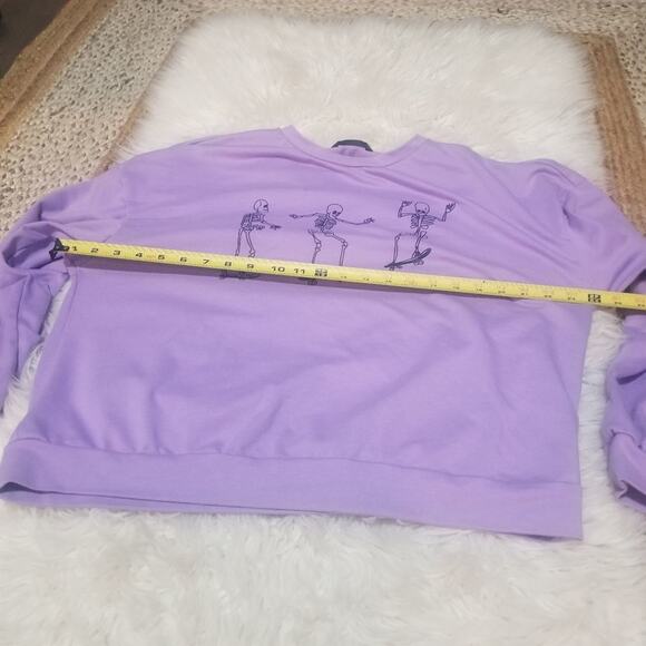 Shein Light Purple Skateboarding Skeletons Sweatshirt - Picture 6 of 8